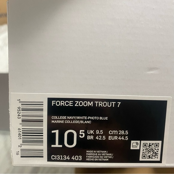 Nike Force Zoom Trout 7 Baseball Cleats CI3134-403 Midnight/Navy Men’s Size - Picture 9 of 12